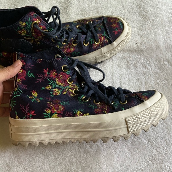 Converse Platform CTAS Lift Ripple Obsidian Navy Floral Sneakers.Size 7 - Picture 5 of 13